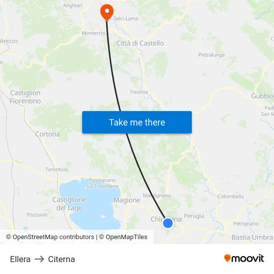 Ellera to Citerna map