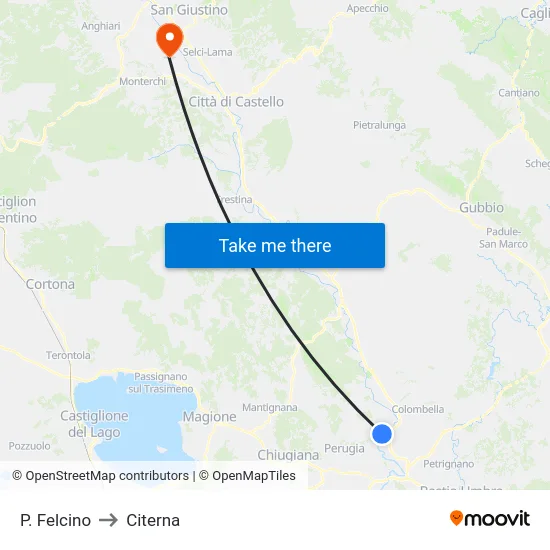 P. Felcino to Citerna map