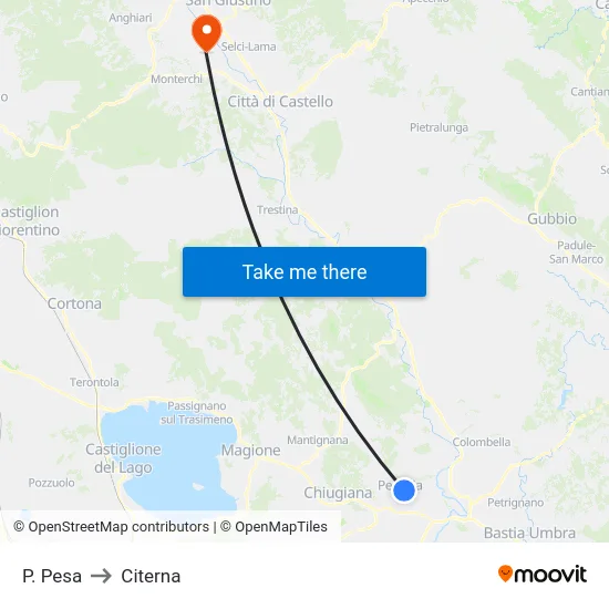 P. Pesa to Citerna map