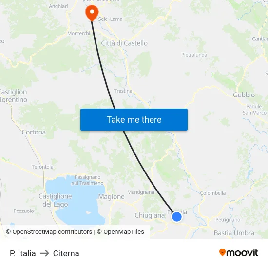 P. Italia to Citerna map