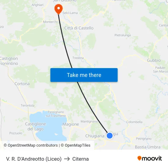 V. R. D'Andreotto (Liceo) to Citerna map