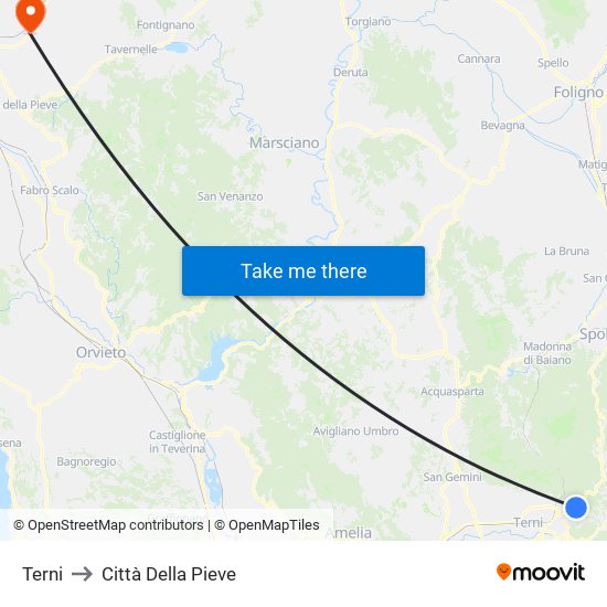 Terni to Città Della Pieve map