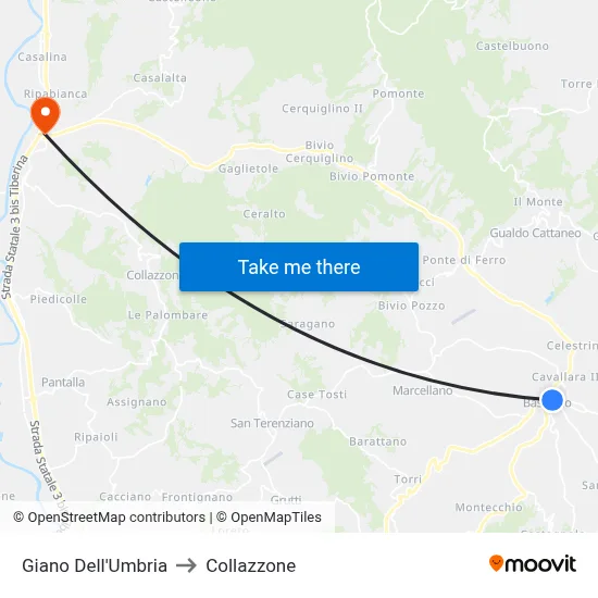 Giano of Umbria to Collazzone map