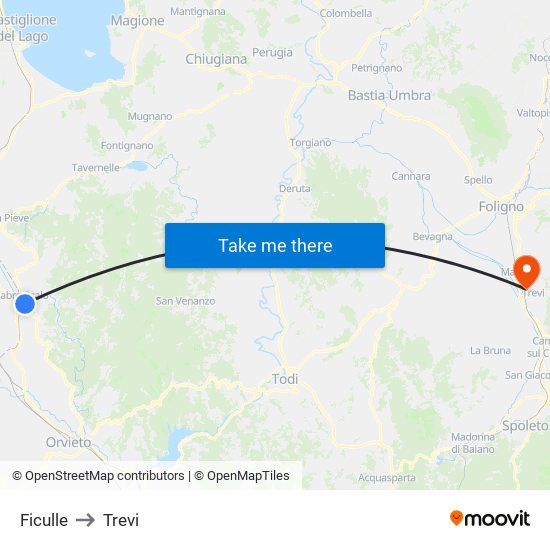 Ficulle to Trevi map