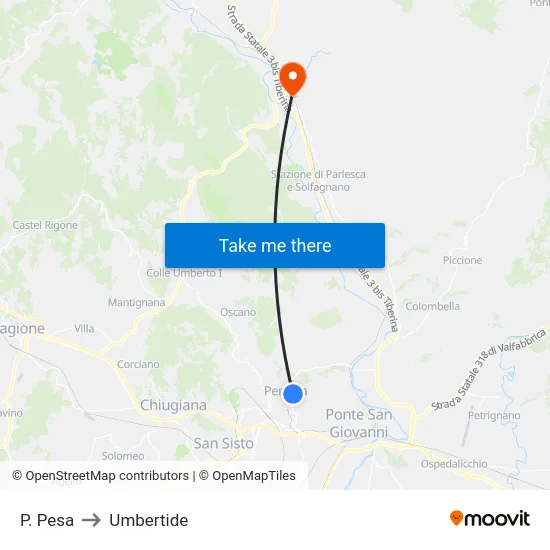 P. Pesa to Umbertide map
