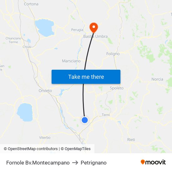 Fornole Bv.Montecampano to Petrignano map