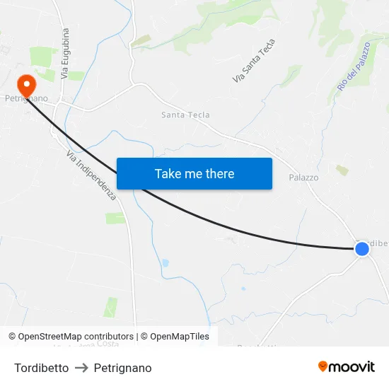 Tordibetto to Petrignano map