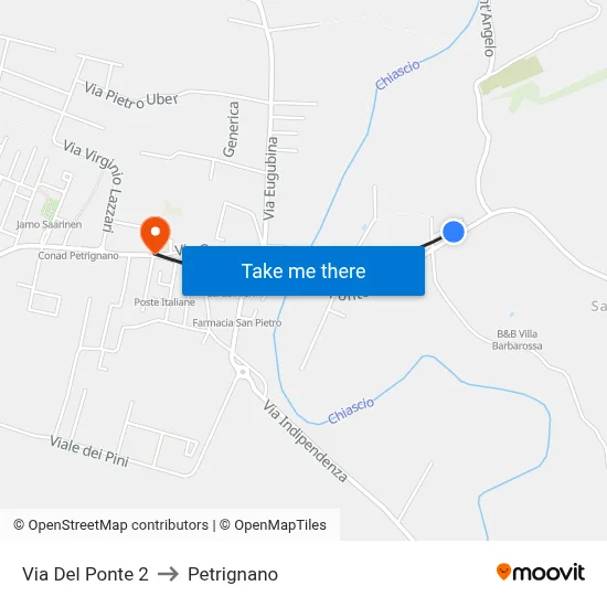 Via Del Ponte 2 to Petrignano map