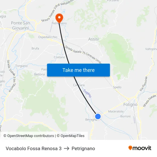 Vocabolo Fossa Renosa 3 to Petrignano map