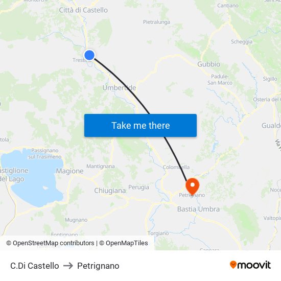 C.Di Castello to Petrignano map