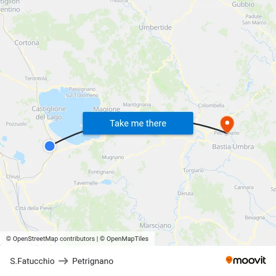 S.Fatucchio to Petrignano map