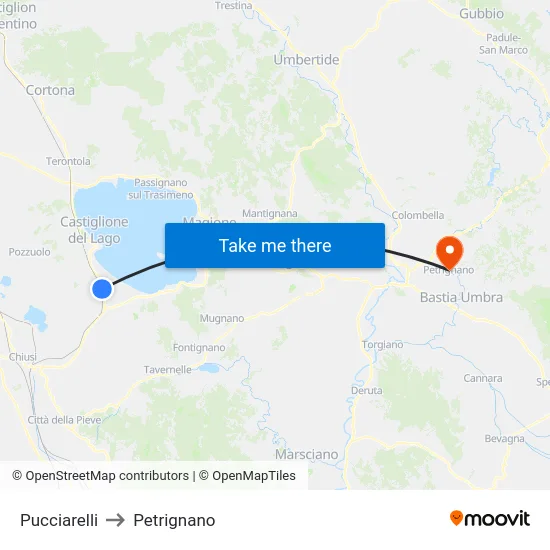 Pucciarelli to Petrignano map