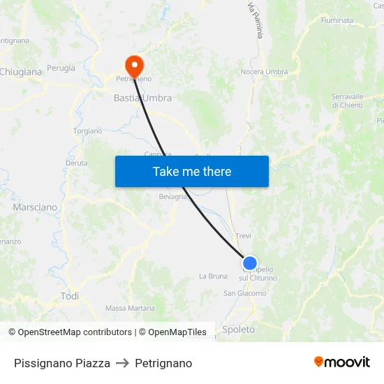 Pissignano Square to Petrignano map