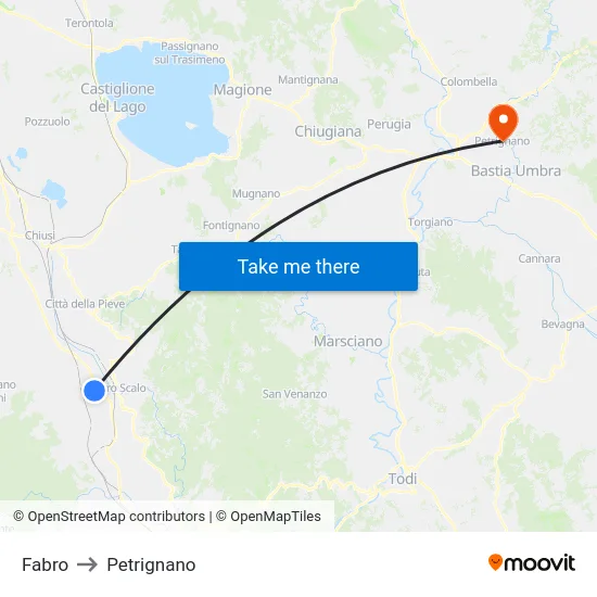 Fabro to Petrignano map