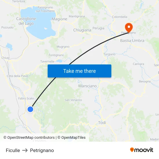 Ficulle to Petrignano map