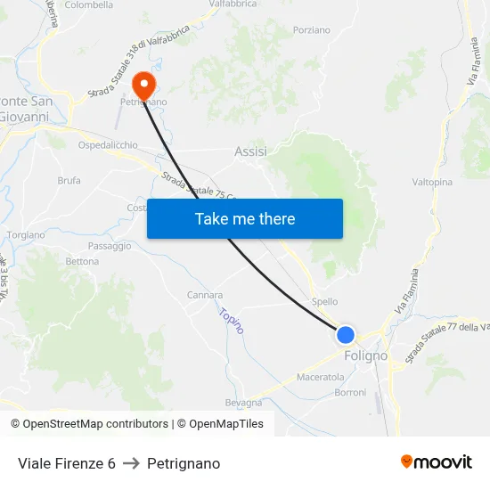 Florence Avenue 6 to Petrignano map