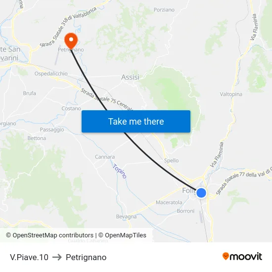 V.Piave.10 to Petrignano map