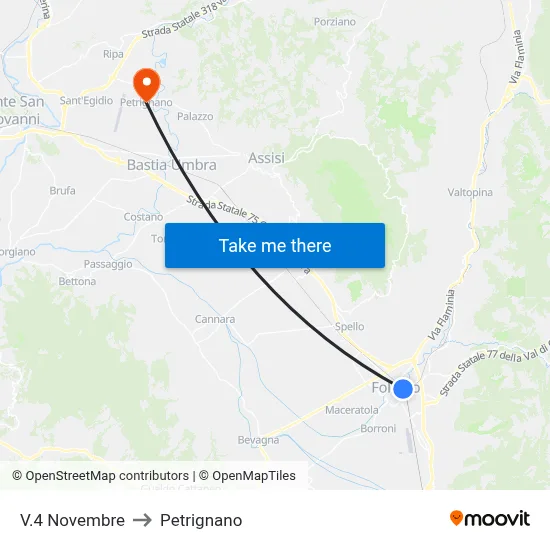 November 4th Street to Petrignano map