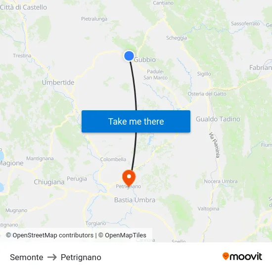 Semonte to Petrignano map