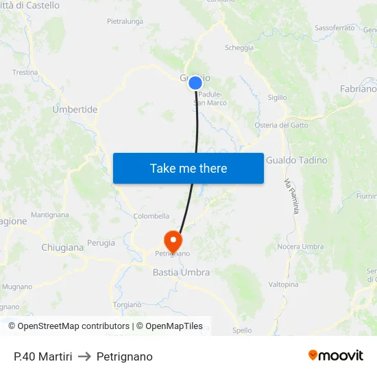 P.40 Martiri to Petrignano map
