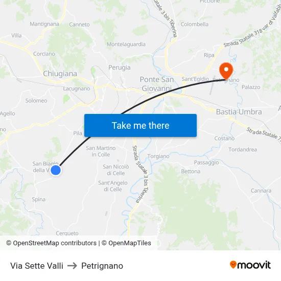 Seven Valleys Street to Petrignano map