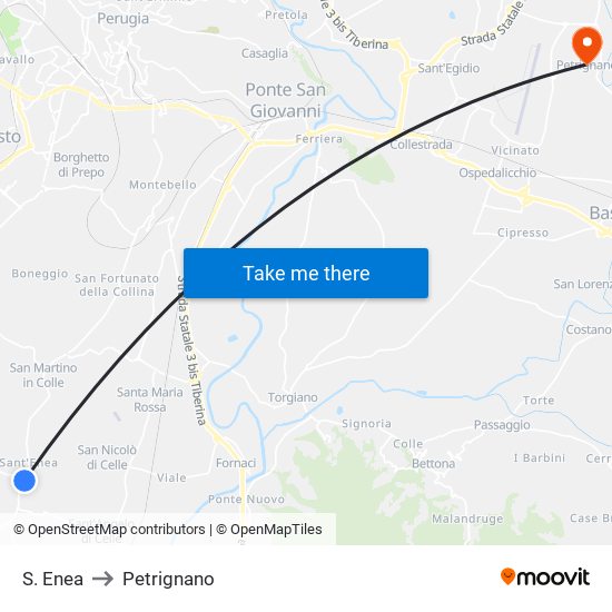 S. Enea to Petrignano map