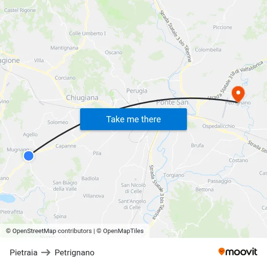 Pietraia to Petrignano map