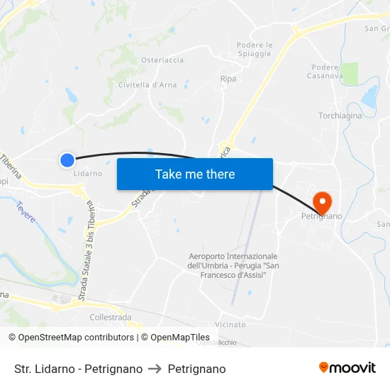 Str. Lidarno - Petrignano to Petrignano map