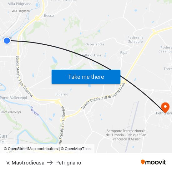 V. Mastrodicasa to Petrignano map