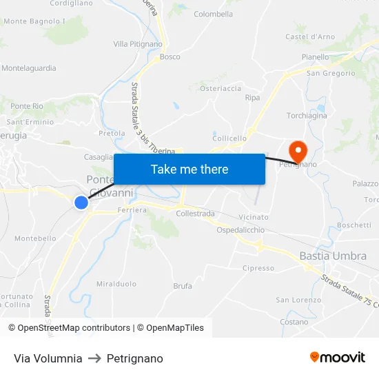 Volumnia Street to Petrignano map