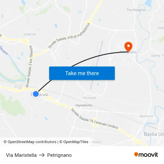 Maristella Street to Petrignano map