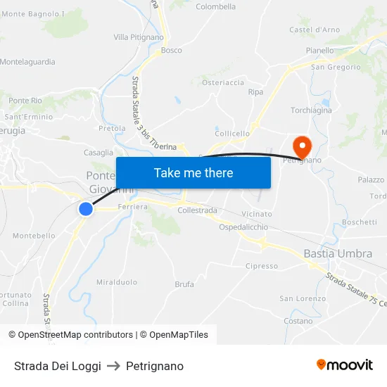 Loggi Road to Petrignano map