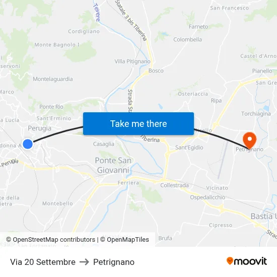 20 Settembre Street to Petrignano map