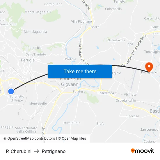 P. Cherubini to Petrignano map