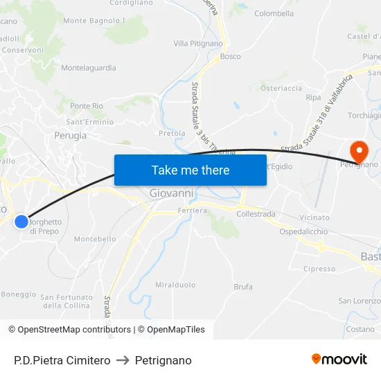 P.D.Pietra Cimitero to Petrignano map