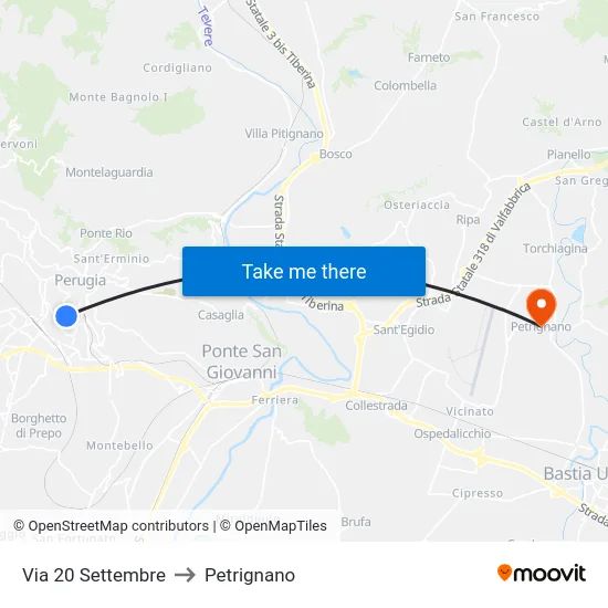 Via 20 Settembre to Petrignano map