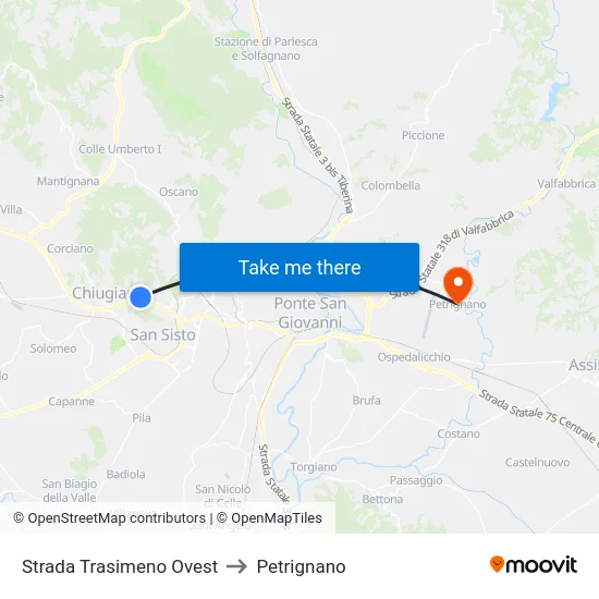 Strada Trasimeno Ovest to Petrignano map