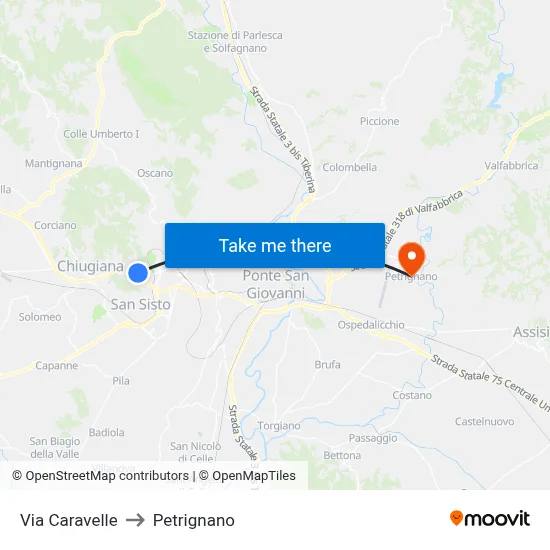 Caravelle Street to Petrignano map