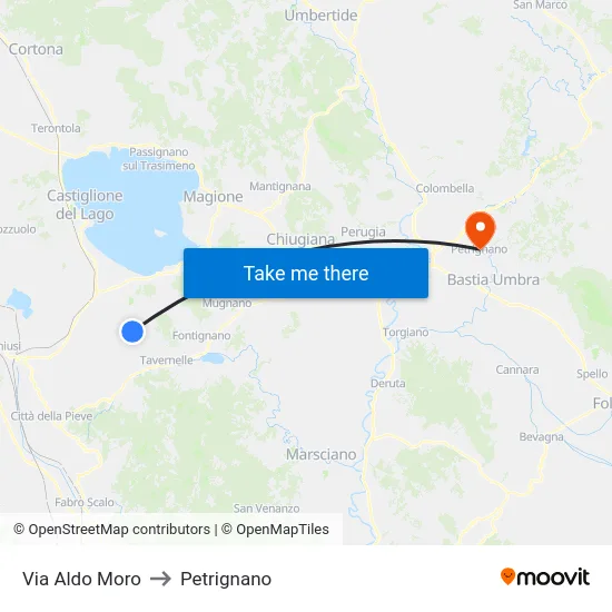 Via Aldo Moro to Petrignano map