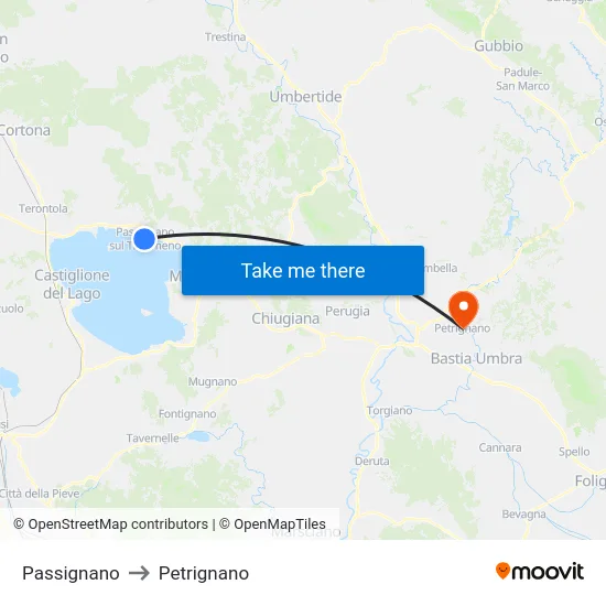 Passignano to Petrignano map