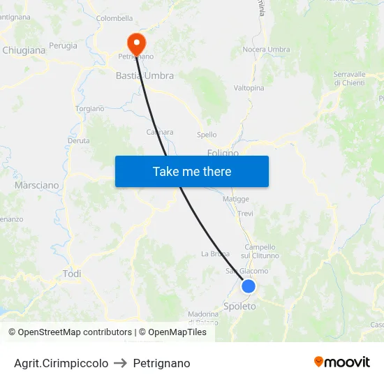 Cirimpiccolo Farm to Petrignano map