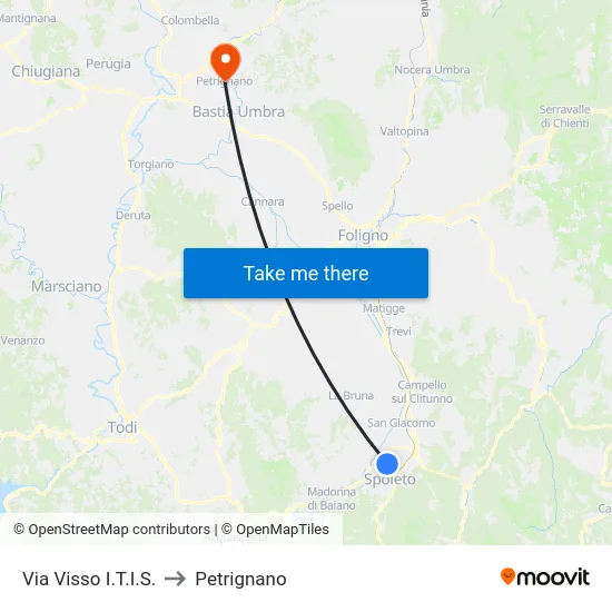 Via Visso I.T.I.S. to Petrignano map