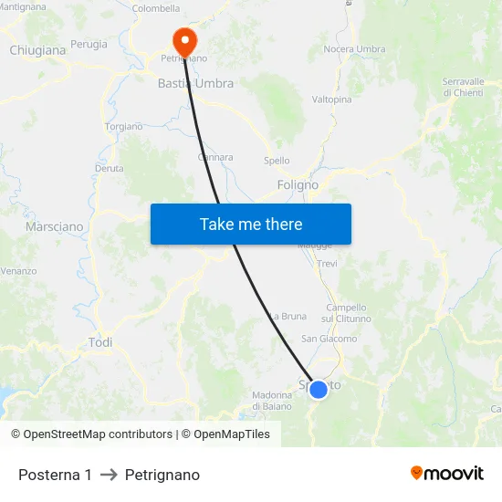 Posterna 1 to Petrignano map