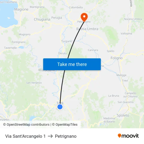Via Sant'Arcangelo 1 to Petrignano map