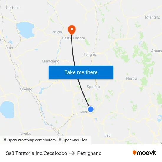 SS3 Trattoria Cecalocco Junction to Petrignano map
