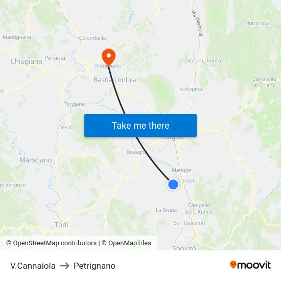 V.Cannaiola to Petrignano map