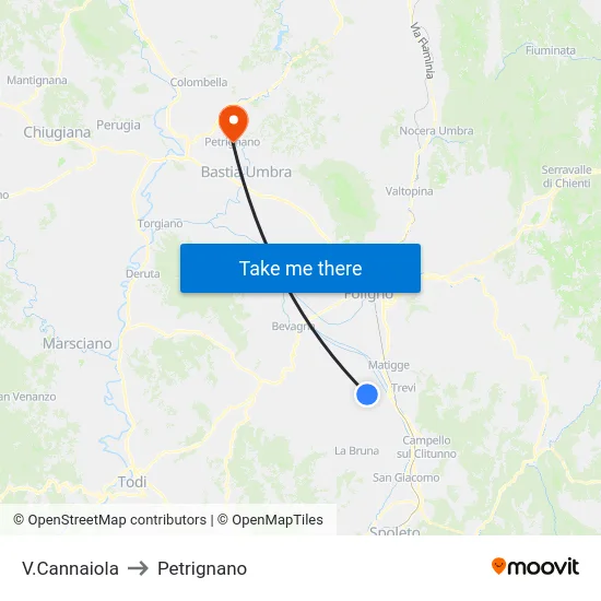 V.Cannaiola to Petrignano map