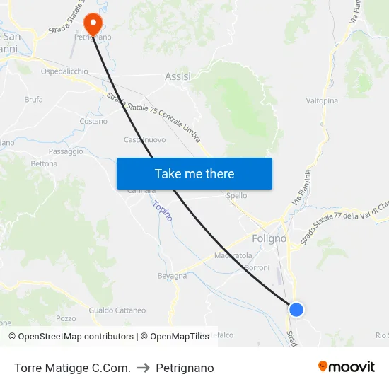 Torre Matigge C.Com. to Petrignano map