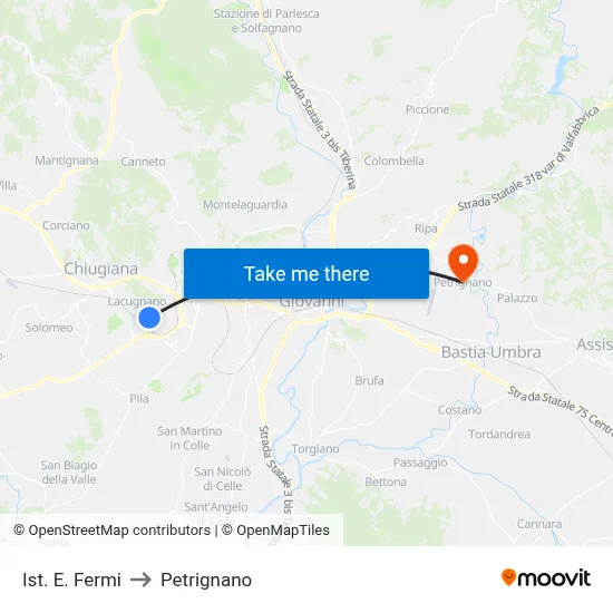 Fermi Institute to Petrignano map