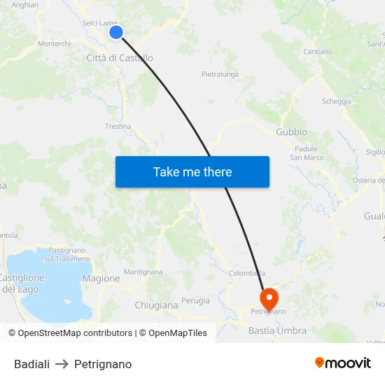 Badiali to Petrignano map